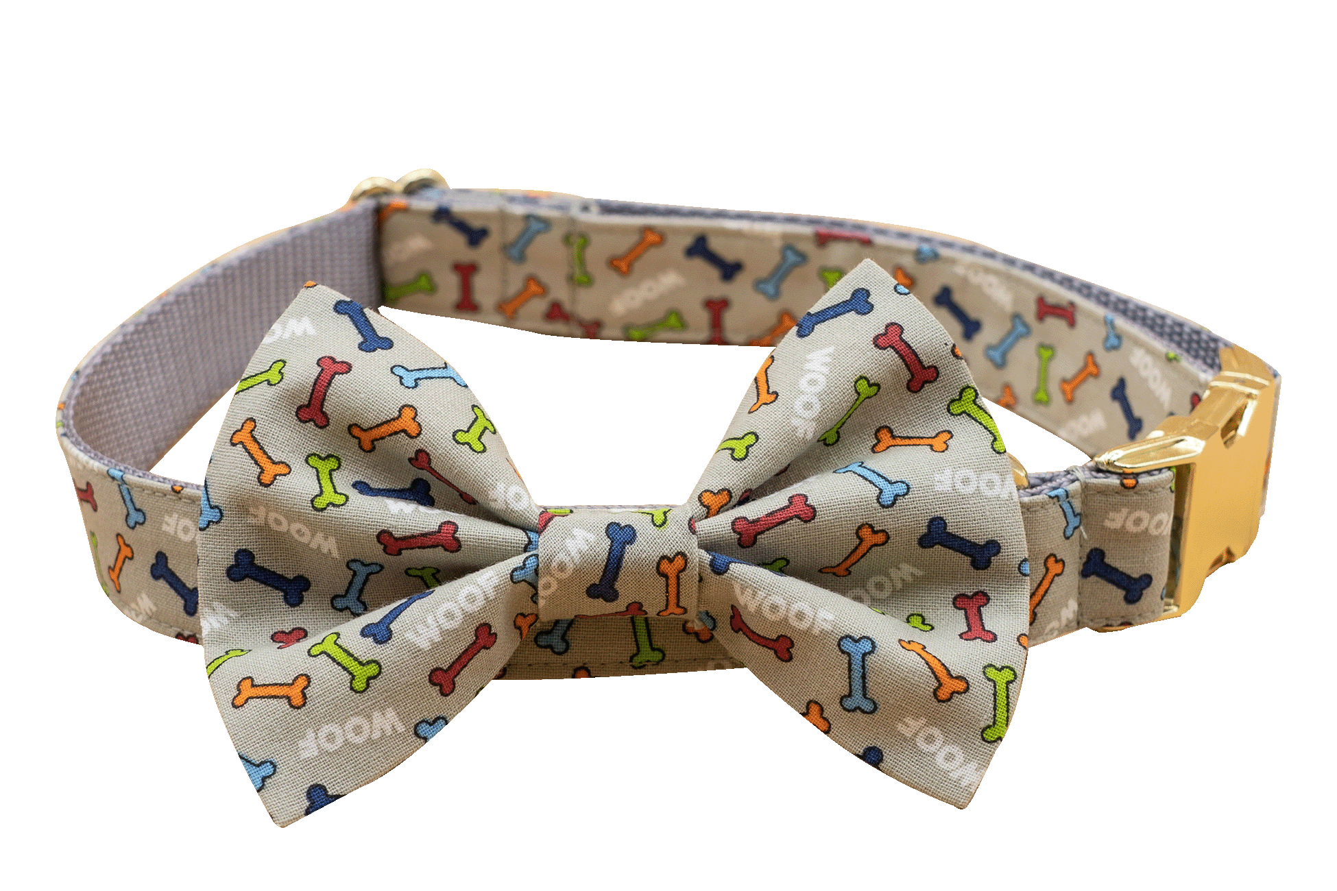 Rainbow Dog Bones Bowtie Collar